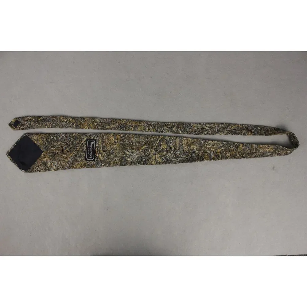 Burberrys of London Tie‎ Mens Paisley Floral Print Brown Tan Business Casual